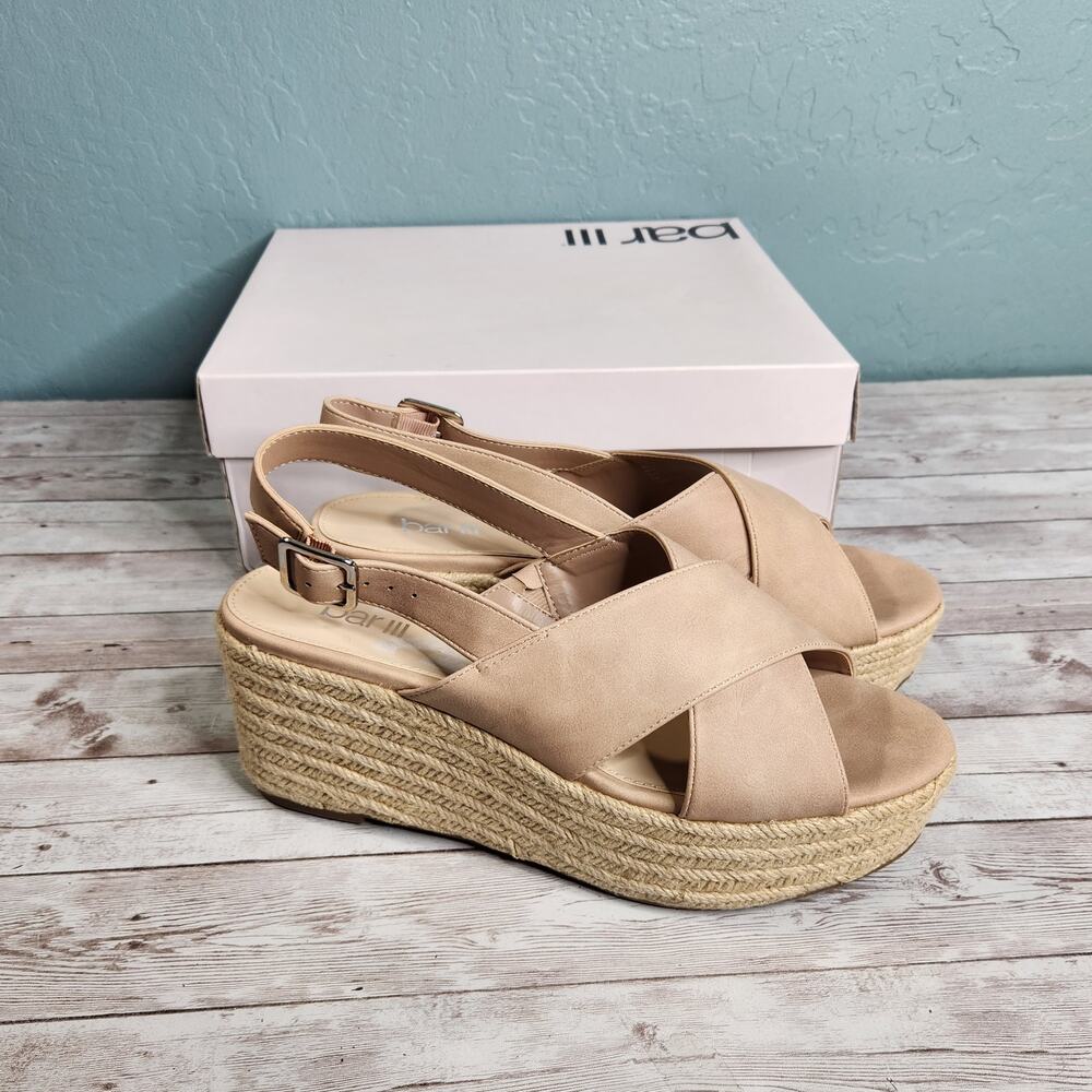 Bar III Bianka Fabric Open Toe Espadrille Sandal Size 9